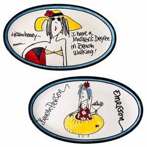 Emerson Signature Collection Beach House Theme Cocktail Plates Set of 2